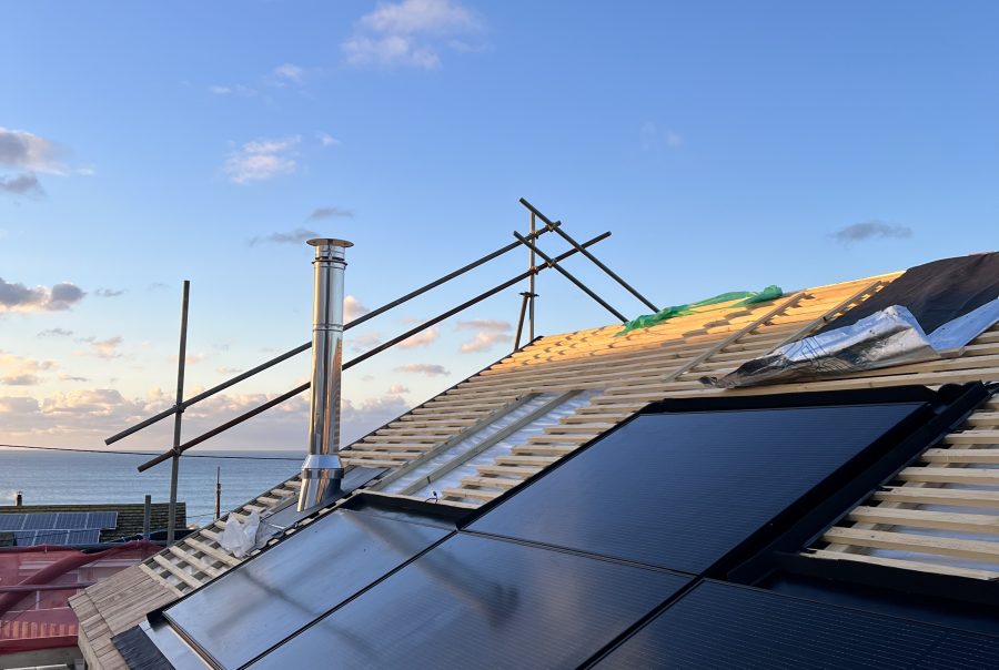 Solar panel installation in Gwitihian, Hayle, Cornwall