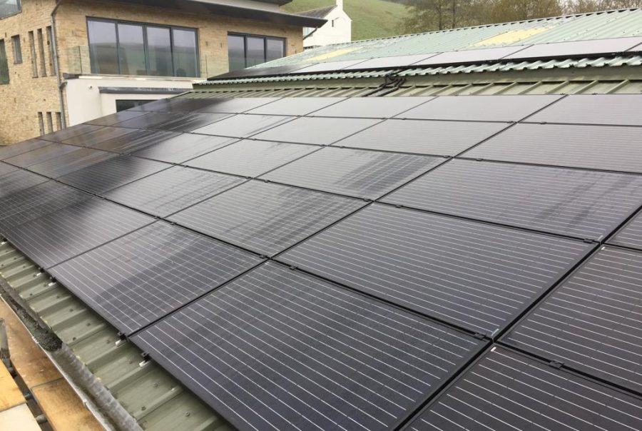 Roof mounted solar panels in Portmellon, St Austell